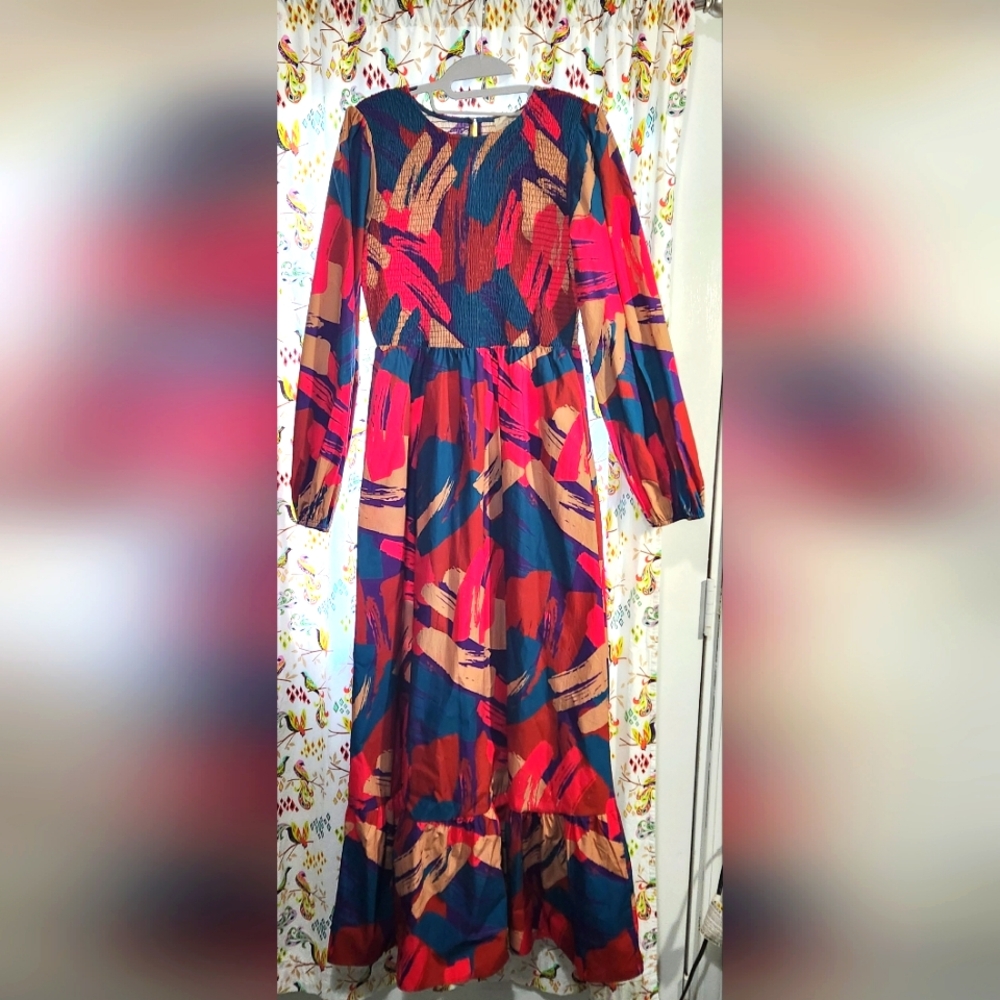Colorful Long Sleeve Maxi Dress